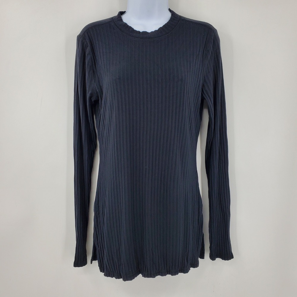 FP Movement Free People Black Ribbed Long Sleeve Top Activewear Med Minimalist
